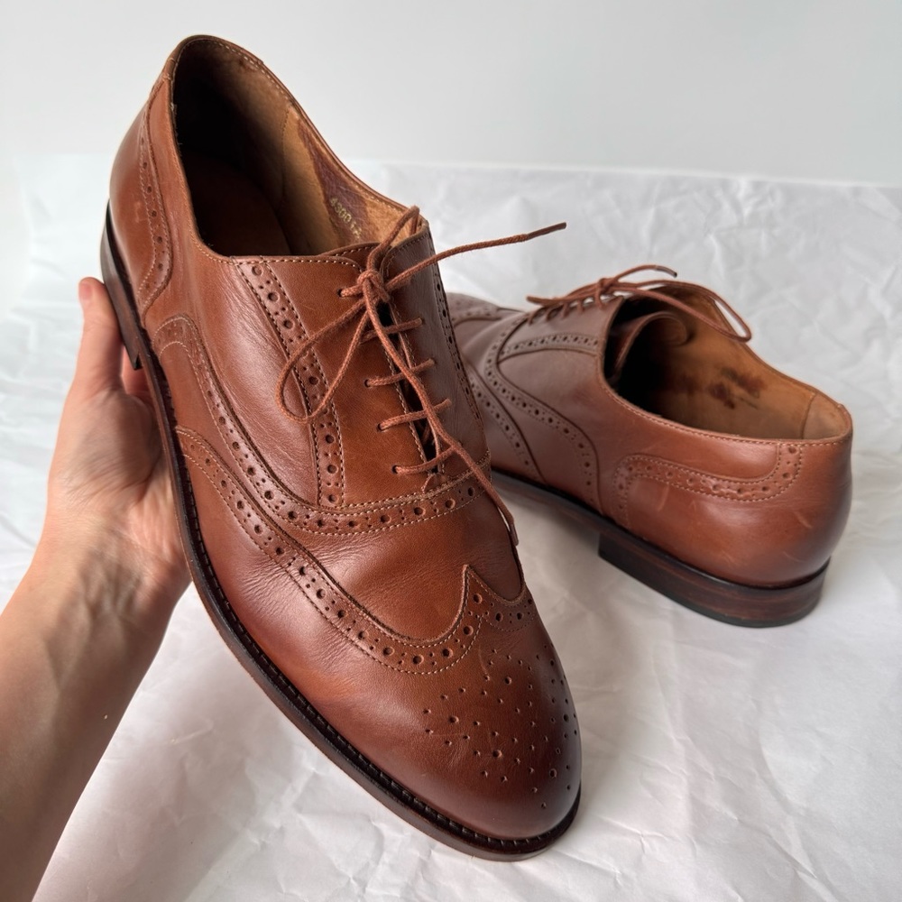 McCarren & Sons Tan Brown Brogued Oxfords Genuine Leather